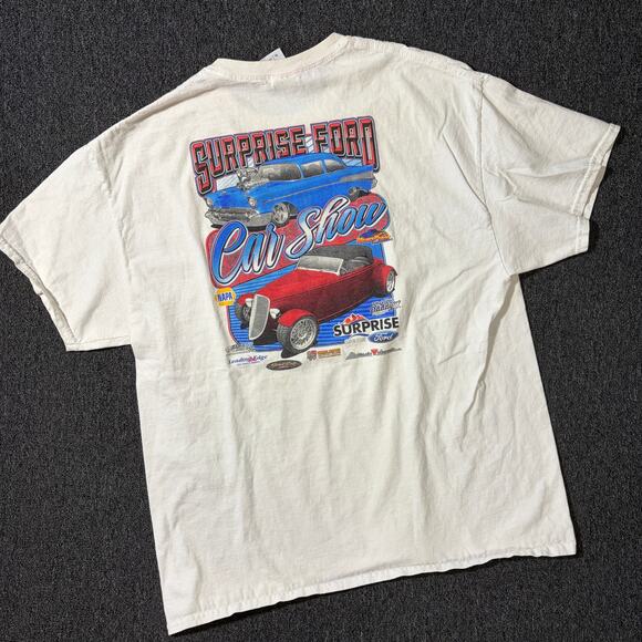 Vintage Other - Vintage Y2k White Surprise Ford Car Show Graphic Tee Short Sleeve XL